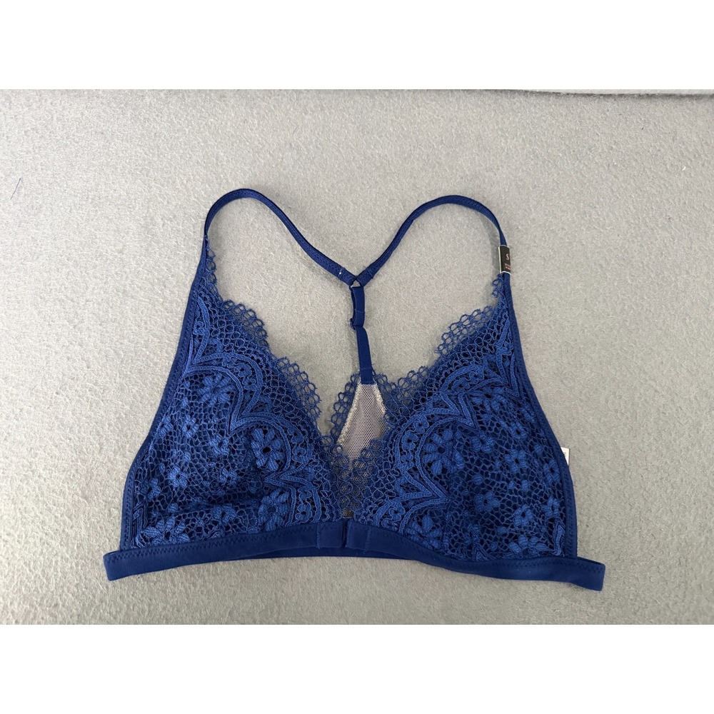 Victoria's Secret Bra Size S Lace Wire Free Bralette Triangle Coquette T-Back - Picture 2 of 11